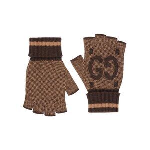 Gucci - GG Cashmere Fingerless Gloves Brown Grey - L